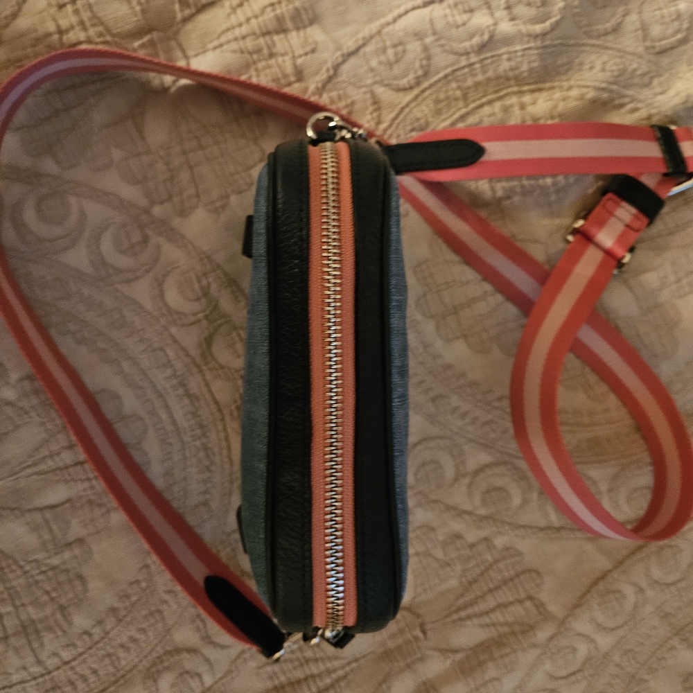 Rare EUC Coach Denim Crossbody Bag with Pink Strap 2 Way Mini Bag No Call Outs! - Picture 5 of 16